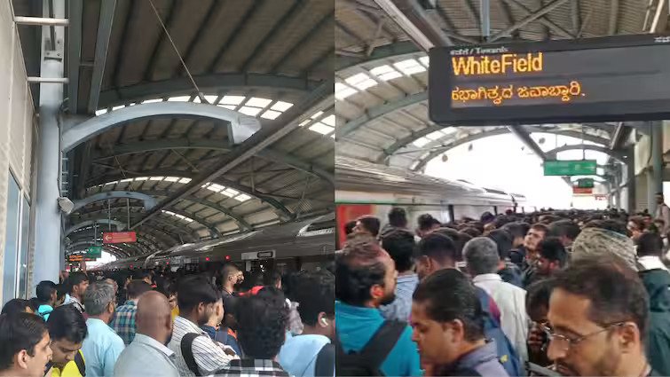 A snag on the Bengaluru Metro Purple Line left passengers stranded for more than thirty minutes after the train stopped.
